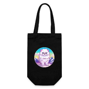 Chat persan coloré dessin animé aquarelle illustrati - Sac à bouteille - noir - Devant