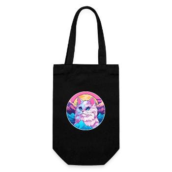 Ragamuffin chat coloré dessin animé aquarelle illustration - Sac à bouteille - noir - Devant