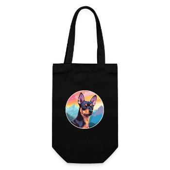 Miniature Pinscher Dog Breed Cartoon Kawaii Waterc - Gift Bag for Bottles - black - Front