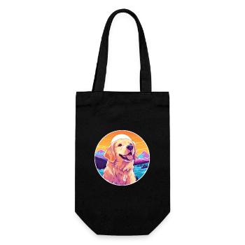 Retriever Plat Enduit Chien Race Cartoon Kawaii Wat - Sac à bouteille - noir - Devant