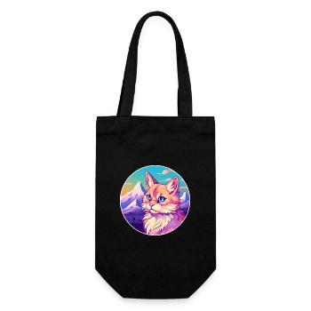 Somali Cat Colorful Cartoon Watercolor Illustratio - Gift Bag for Bottles - black - Front