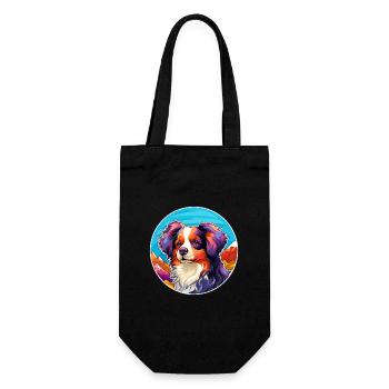 Papillon chien race dessin animé kawaii aquarelle - Sac à bouteille - noir - Devant