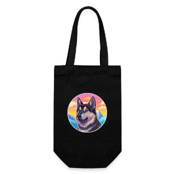 Norwegischer Elchhund Hunderasse Cartoon Kawaii Waterc - Geschenkbeutel für Flaschen - Schwarz - Vorne