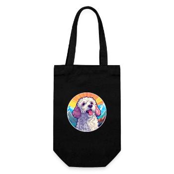 Caniche chien race dessin animé Kawaii aquarelle - Sac à bouteille - noir - Devant