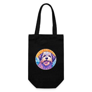 Sarplaninac Hunderasse Karikatur Kawaii Aquarell - Geschenkbeutel für Flaschen - Schwarz - Vorne