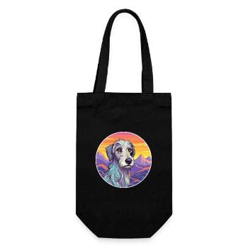 Scottish Deerhound Dog Breed Cartoon Kawaii Waterc - Gift Bag for Bottles - black - Front