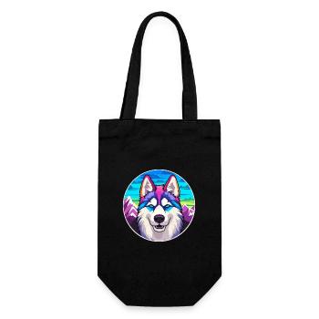 Husky sibérien chien race Cartoon Kawaii aquarelle - Sac à bouteille - noir - Devant
