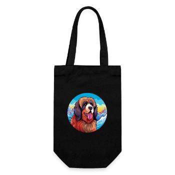 Tibetischer Mastiff Hunderasse Cartoon Kawaii Watercolo - Geschenkbeutel für Flaschen - Schwarz - Vorne