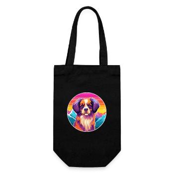 Épagneul tibétain chien race dessin animé Kawaii Watercolo - Sac à bouteille - noir - Devant