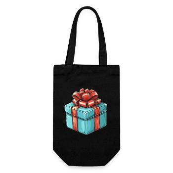 Gift in blue with red bow - Gift Bag for Bottles - black - Front