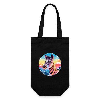 Okapi Watercolor Cartoon Kawaii Pet Animal Colorfu - Gift Bag for Bottles - black - Front