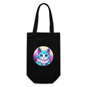 Arabian Mau Cat Colorful Cartoon Watercolor Illust - Gift Bag for Bottles - black - Front