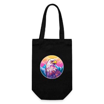 Falke Aquarell Karikatur Kawaii Haustier Tier Farbe - Geschenkbeutel für Flaschen - Schwarz - Vorne