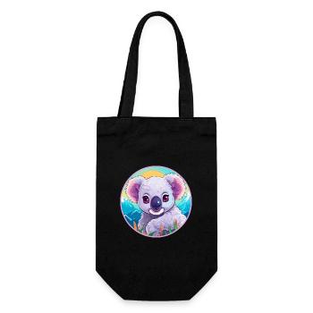 Koala Watercolor Cartoon Kawaii Pet Animal Colorfu - Gift Bag for Bottles - black - Front