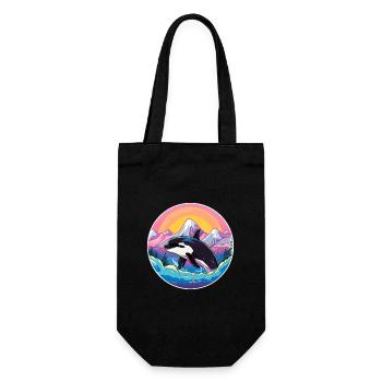 Orca Watercolor Cartoon Kawaii Pet Animal Colorful - Gift Bag for Bottles - black - Front