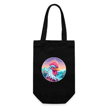 Hahn Aquarell Karikatur Kawaii Haustier Tier Farbe - Geschenkbeutel für Flaschen - Schwarz - Vorne