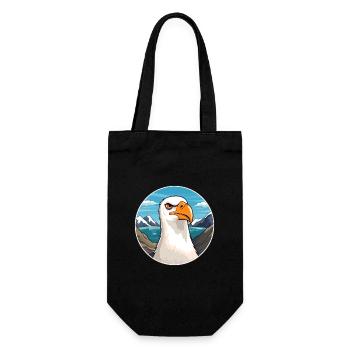 Albatross Watercolor Cartoon Kawaii Pet Animal Col - Gift Bag for Bottles - black - Front