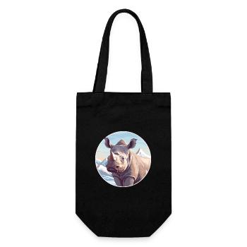 Nashorn Aquarell Karikatur Kawaii Haustier Tier Farbefu - Geschenkbeutel für Flaschen - Schwarz - Vorne