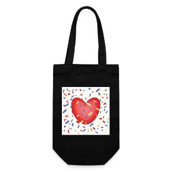 Herz und noch mal Herz mit viel Konfetti. - Geschenkbeutel für Flaschen - Schwarz - Vorne