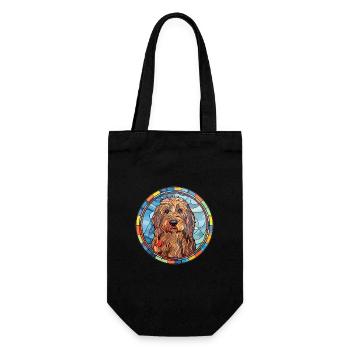 Barbet Dog Breed Stained Glass Colorful Watercolor - Gift Bag for Bottles - black - Front