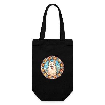 Berger Blanc Suisse Chien Race Vitrail Colorf - Sac à bouteille - noir - Devant