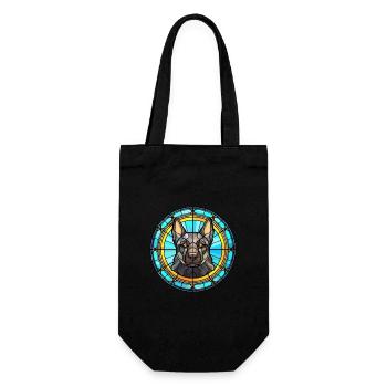 Black Norwegian Elkhound Dog Breed Stained Glass C - Gift Bag for Bottles - black - Front