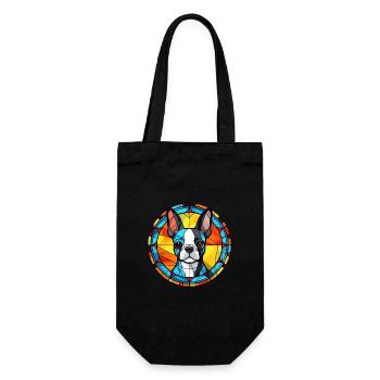 Boston Terrier chien race vitrail coloré Wa - Sac à bouteille - noir - Devant