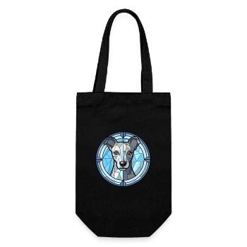 Blauer Paul Terrier Hunderasse Buntglas Bunt - Geschenkbeutel für Flaschen - Schwarz - Vorne
