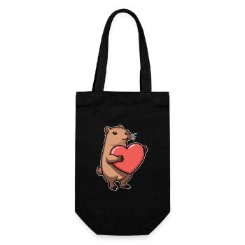 Capybara mit Herz Valentinstag - Geschenkbeutel für Flaschen - Schwarz - Vorne