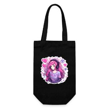 Gamer Girl in Love Pink Hair Heading Shirt Casque - Sac à bouteille - noir - Devant