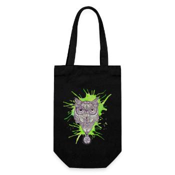 Mandala Owl - Splash - Gift Bag for Bottles - black - Front