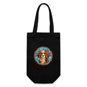 Chien race vitrail aquarelle colorée - Sac à bouteille - noir - Devant