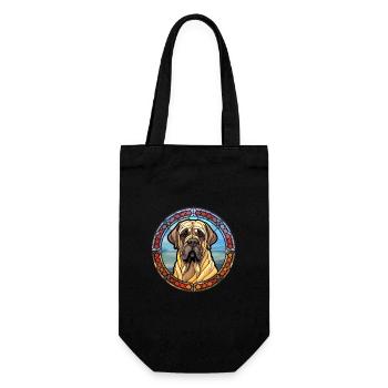 Englische Dogge Hunderasse Buntes Glas Buntes W - Geschenkbeutel für Flaschen - Schwarz - Vorne