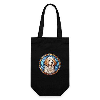 Deutsche Sheeppoodle Hunderasse Buntglas Colorfu - Geschenkbeutel für Flaschen - Schwarz - Vorne
