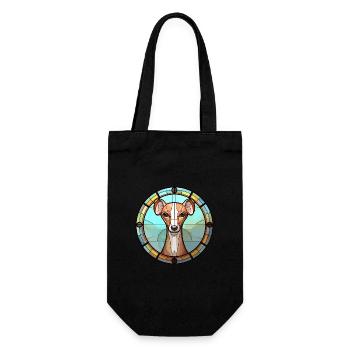 Lévrier italien chien race vitrail coloré - Sac à bouteille - noir - Devant