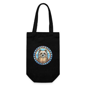 Keeshond Dog Breed Stained Glass Colorful Watercol - Gift Bag for Bottles - black - Front