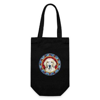 Kuvasz Ungarische Hunderasse Buntglas Bunt - Geschenkbeutel für Flaschen - Schwarz - Vorne