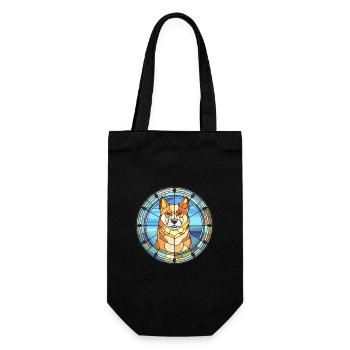 Jindo Dog Breed Stained Glass Colorful Watercolor - Gift Bag for Bottles - black - Front