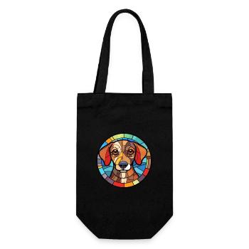 Koolie chien race vitrail aquarelle colorée - Sac à bouteille - noir - Devant