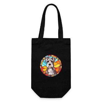 Miniaturschnauzer Hunderasse Buntglas Colorf - Geschenkbeutel für Flaschen - Schwarz - Vorne