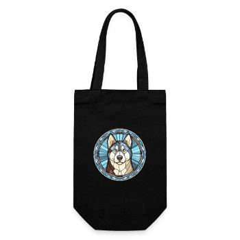 Labrador Husky chien race vitrail coloré Wa - Sac à bouteille - noir - Devant