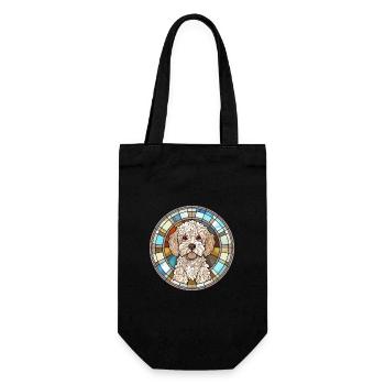 Lagotto Romagnolo Hunderasse Buntglas Bunt - Geschenkbeutel für Flaschen - Schwarz - Vorne