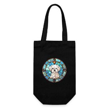 Chien maltais race vitrail coloré Watercolo - Sac à bouteille - noir - Devant