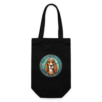 Russian Harlequin Hound Dog Breed Stained Glass Co - Gift Bag for Bottles - black - Front