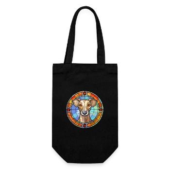 Chien lévrier polonais race vitrail coloré - Sac à bouteille - noir - Devant