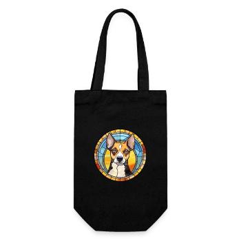 Rat Terrier Dog Breed Stained Glass Colorful Water - Gift Bag for Bottles - black - Front