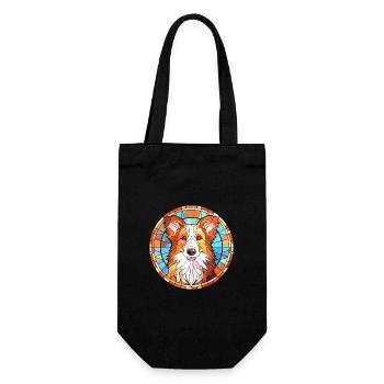 Shetland chien de berger chien race vitrail coloré - Sac à bouteille - noir - Devant