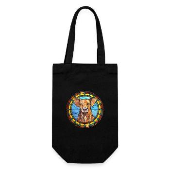 Taigan Dog Breed Stained Glass Colorful Watercolor - Gift Bag for Bottles - black - Front