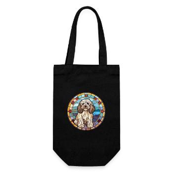 Tibetan Terrier Dog Breed Stained Glass Colorful W - Gift Bag for Bottles - black - Front