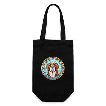 St Bernard chien race vitrail coloré waterc - Sac à bouteille - noir - Devant
